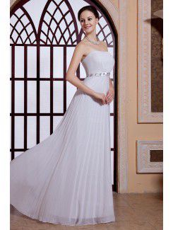 Chiffon Strapless Floor Length Column Evening Dress with Sequins