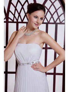 Chiffon Strapless Floor Length Column Evening Dress with Sequins