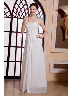 Chiffon Sweetheart Floor Length Column Line Evening Dress with Pleated