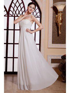 Chiffon Sweetheart Floor Length Column Line Evening Dress with Pleated