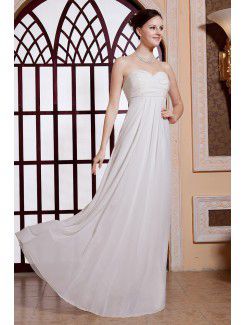 Chiffon Sweetheart Floor Length Column Line Evening Dress with Pleated