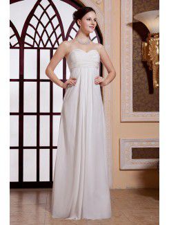 Chiffon Sweetheart Floor Length Column Line Evening Dress with Pleated