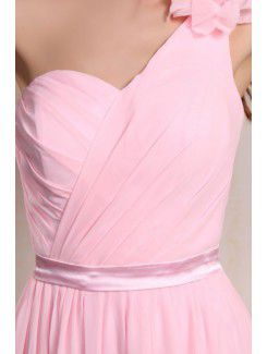 Chiffon One-Shoulder Ankle-Length A-line Evening Dress with Ruffle