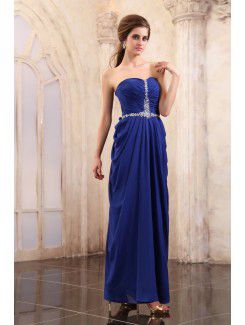 Chiffon Sweetheart Ankle-Length Column Evening Dress with Sequins and Ruffle