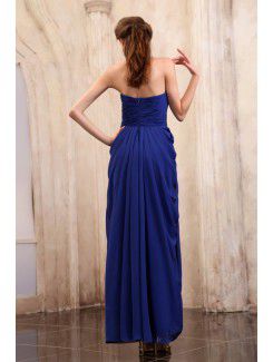 Chiffon Sweetheart Ankle-Length Column Evening Dress with Sequins and Ruffle