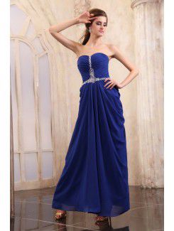 Chiffon Sweetheart Ankle-Length Column Evening Dress with Sequins and Ruffle