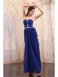 Chiffon Sweetheart Ankle-Length Column Evening Dress with Sequins and Ruffle