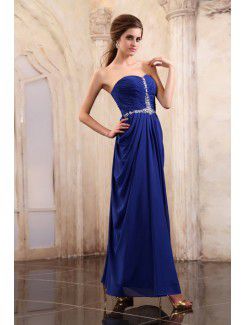 Chiffon Sweetheart Ankle-Length Column Evening Dress with Sequins and Ruffle