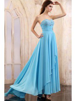 Chiffon Sweetheart Ankle-Length Column Evening Dress