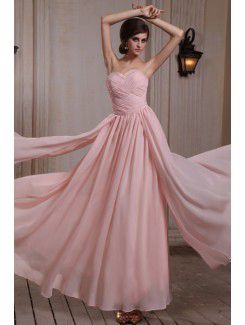 Chiffon Sweetheart Ankle-Length Column Evening Dress with Ruffle