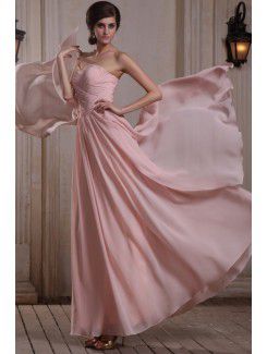 Chiffon Sweetheart Ankle-Length Column Evening Dress with Ruffle