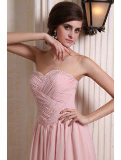 Chiffon Sweetheart Ankle-Length Column Evening Dress with Ruffle