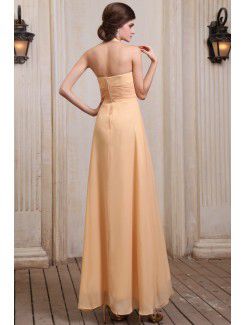 Chiffon Halter Ankle-Length A-line Evening Dress with Ruffle