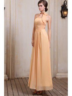 Chiffon Halter Ankle-Length A-line Evening Dress with Ruffle