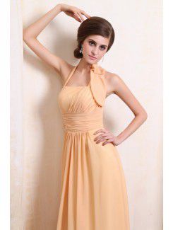 Chiffon Halter Ankle-Length A-line Evening Dress with Ruffle