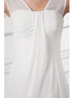 Chiffon Straps A-line Sweep Train Wedding Dress