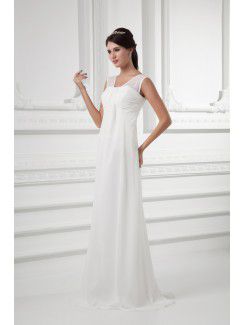 Chiffon Straps A-line Sweep Train Wedding Dress