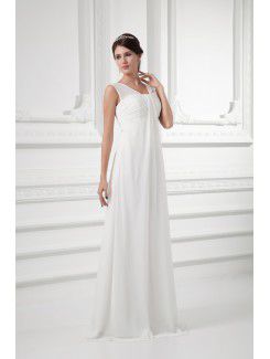 Chiffon Straps A-line Sweep Train Wedding Dress