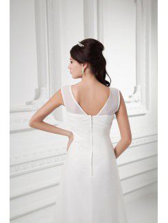 Chiffon Straps A-line Sweep Train Wedding Dress