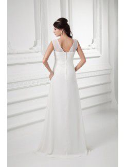 Chiffon Straps A-line Sweep Train Wedding Dress