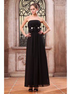 Chiffon strapless do tornozelo-comprimento de uma linha de vestido de noite