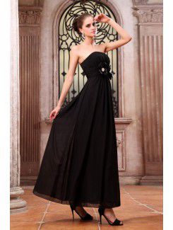 Chiffon Strapless Ankle-Length A-line Evening Dress