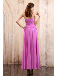 Chiffon Sweetheart Ankle-Length Column Evening Dress with Sequins and Ruffle