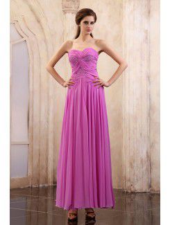 Chiffon Sweetheart Ankle-Length Column Evening Dress with Sequins and Ruffle