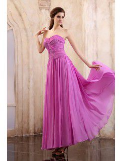 Chiffon Sweetheart Ankle-Length Column Evening Dress with Sequins and Ruffle