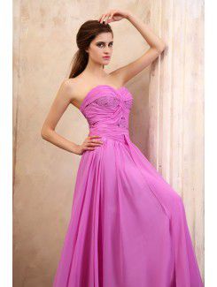 Chiffon Sweetheart Ankle-Length Column Evening Dress with Sequins and Ruffle