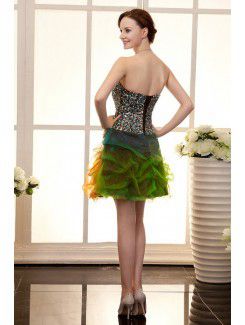 Organza Strapless Mini A-Line Cocktail Dress with Flower and Sequins