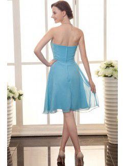 Chiffon Strapless Knee-Length A-line Cocktail Dress with Sequins and Ruffle