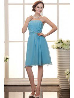 Chiffon Strapless Knee-Length A-line Cocktail Dress with Sequins and Ruffle