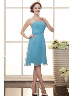 Chiffon Strapless Knee-Length A-line Cocktail Dress with Sequins and Ruffle