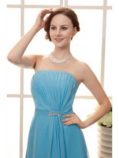 Chiffon Strapless Knee-Length A-line Cocktail Dress with Sequins and Ruffle