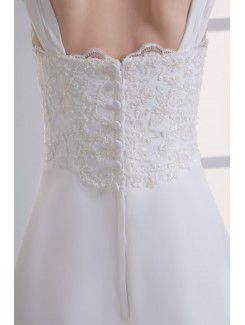 Chiffon Straps A-line Sweep Train Embroidered Wedding Dress