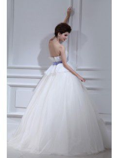 Organza Strapless Floor Length Ball Gown Wedding Dress