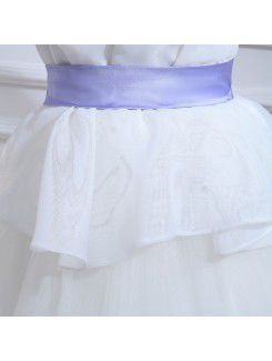 Organza Strapless Floor Length Ball Gown Wedding Dress