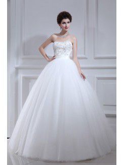 Pizzo palla pavimento lunghezza abito da sposa abito senza spalline