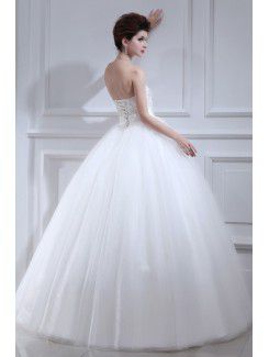 Lace Strapless Floor Length Ball Gown Wedding Dress