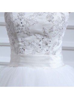 Lace Strapless Floor Length Ball Gown Wedding Dress