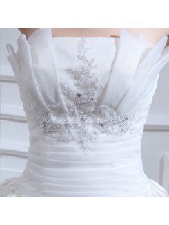 Organza Strapless Floor Length Ball Gown Wedding Dress