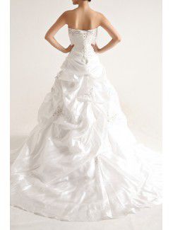 Taffeta Strapless Chapel Train Ball Gown Wedding Dress with Sequins