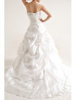 Taffeta Strapless Chapel Train Ball Gown Wedding Dress with Sequins