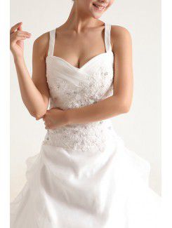 Organza Strapless Cathedral Train Ball Gown Wedding Dress with Sequins