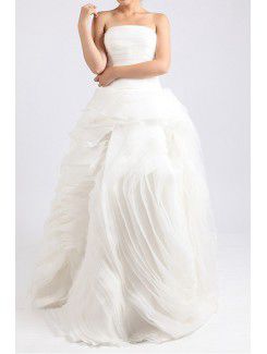 Organza Strapless Floor Length Ball Gown Wedding Dress with Crystal