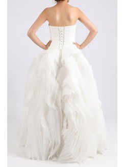 Organza Strapless Floor Length Ball Gown Wedding Dress with Crystal