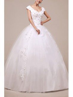 Organza Halter Floor Length Ball Gown Wedding Dress with Crystal