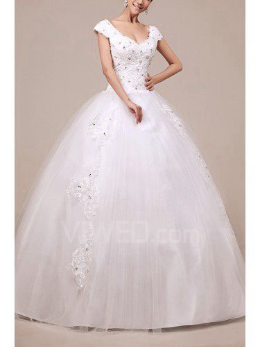 Organza Halter Floor Length Ball Gown Wedding Dress with Crystal