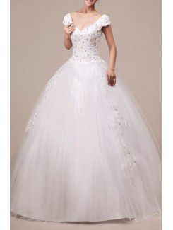 Organza Halter Floor Length Ball Gown Wedding Dress with Crystal